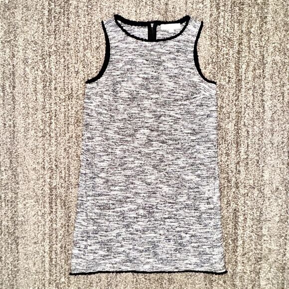 LOFT Ann Taylor Womens Boucle Sleeveless Retro Mod Shift Black White Multi Dress - Picture 1 of 10